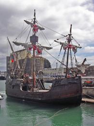 A replica of the Santa Maria. This functional sailing replica is found in Funchal, Madeira Islands, Portugal.