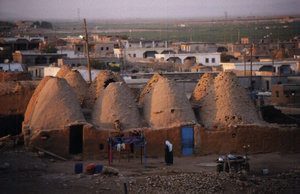 Traditional mud brick "beehive" houses in the village of Harran, Turkey, photographed by Andy Carvin in September 1999.